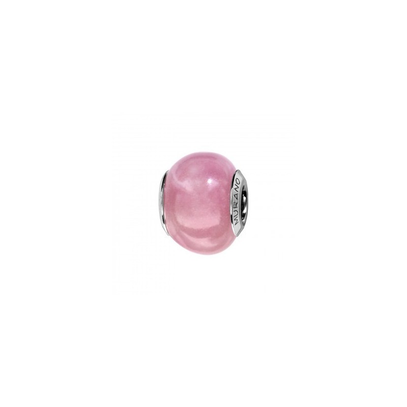 Thabora Charms Coulissant Argent Rhodié Murano Fluorescence Rose-C05086 Thabora Charms Coulissant Argent Rhodié Murano Fluorescence Rose-C05086