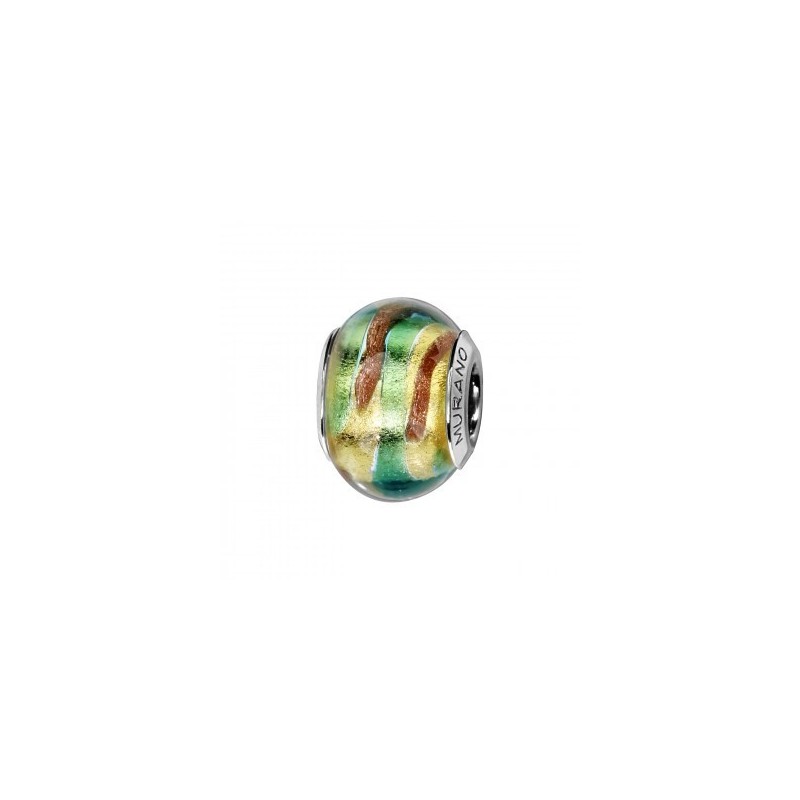 Thabora Charms Coulissant Argent Rhodié Murano Vert Jaune-C05120 Thabora Charms Coulissant Argent Rhodié Murano Vert Jaune-C05120