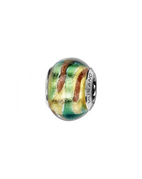 Thabora Charms Coulissant Argent Rhodié Murano Vert Jaune-C05120