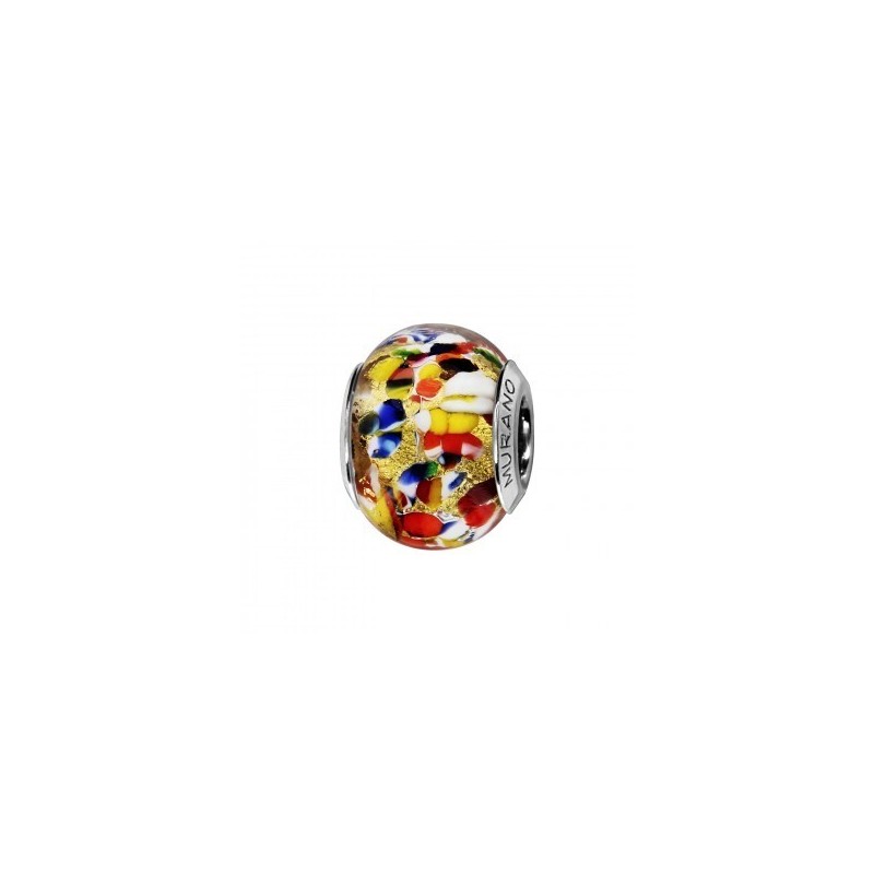 Thabora Charms Coulissant Argent Rhodié Murano Multicolore-C05130 Thabora Charms Coulissant Argent Rhodié Murano Multicolore-C05130