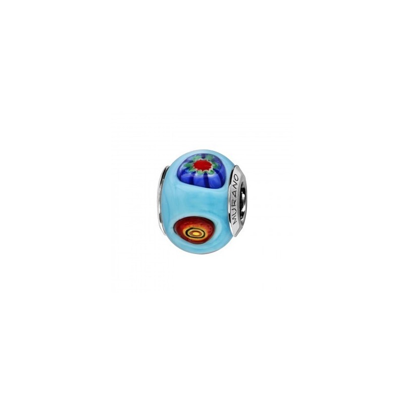 Thabora Charms Coulissant Argent Rhodié Murano Bleu Clair motif -C05134 Thabora Charms Coulissant Argent Rhodié Murano Bleu Clair motif -C05134