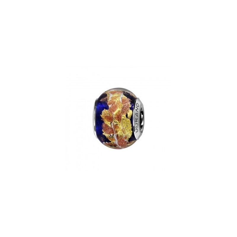 Thabora Charms Coulissant Argent Rhodié Murano Bleu Foncé Pailleté Doré -C05149 Thabora Charms Coulissant Argent Rhodié Murano Bleu Foncé Pailleté Doré -C05149