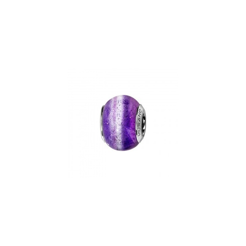 Thabora Charms Coulissant Argent Rhodié Murano Violet Fond Pailleté-C05199 Thabora Charms Coulissant Argent Rhodié Murano Violet Fond Pailleté-C05199