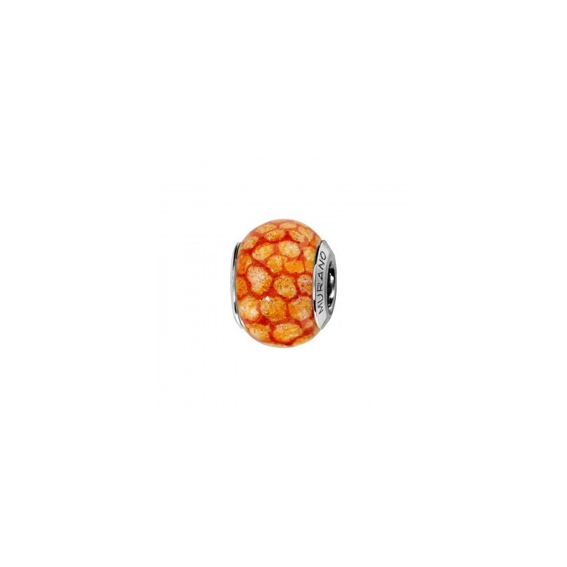 Thabora Charms Coulissant Argent Rhodié Murano Orange Tacheté-C05204 Thabora Charms Coulissant Argent Rhodié Murano Orange Tacheté-C05204