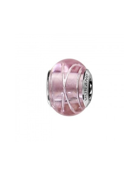 Thabora Charms Coulissant Argent Rhodié Murano Rose Filet Argent-C05214