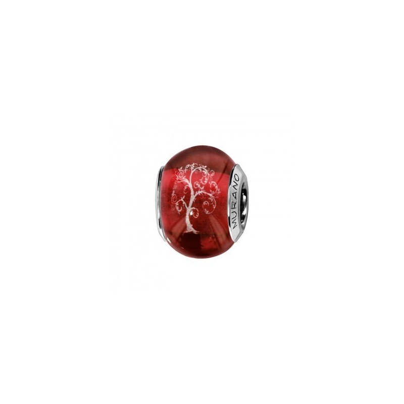 Thabora Charms Coulissant Argent Rhodié Murano Rouge Symbole Arbre de Vie -C05224 Thabora Charms Coulissant Argent Rhodié Murano Rouge Symbole Arbre de Vie -C05224