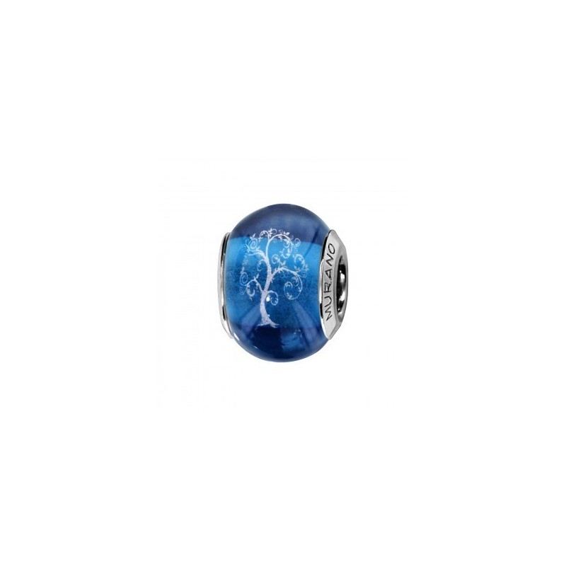 Thabora Charms Coulissant Argent Rhodié Murano Bleu Symbole Arbre de Vie -C05225 Thabora Charms Coulissant Argent Rhodié Murano Bleu Symbole Arbre de Vie -C05225