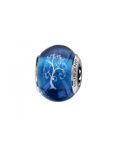 Charms Coulissant Argent Rhodié Murano Bleu Symbole Arbre de Vie -C05225
