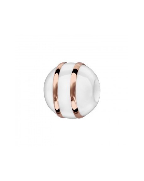 Thabora Charms Boule Céramique Blanche 2 Filets Argent et PVD Rose-C05502W