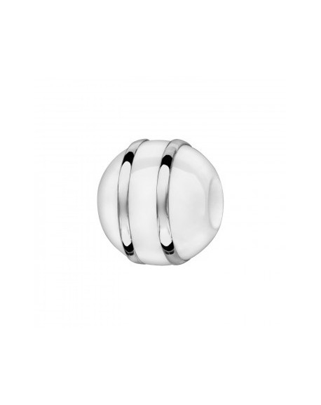 Thabora Charms Boule Céramique Blanche 2 Filets Argent Rhodié-C05503W