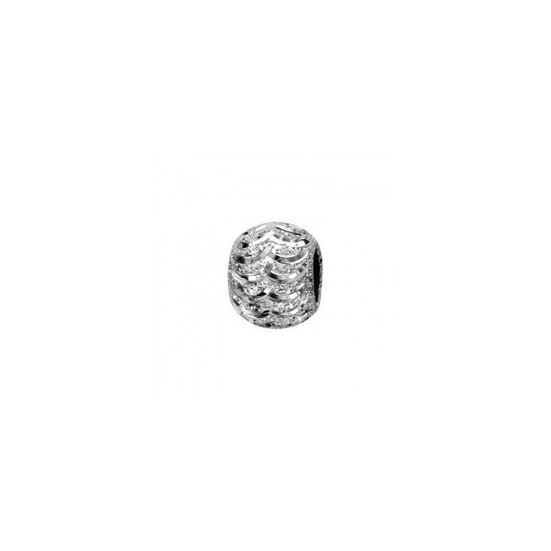 Thabora Charms Coulissant Argent Rhodié Boule Pailleté Vagues-C07122 Thabora Charms Coulissant Argent Rhodié Boule Pailleté Vagues-C07122