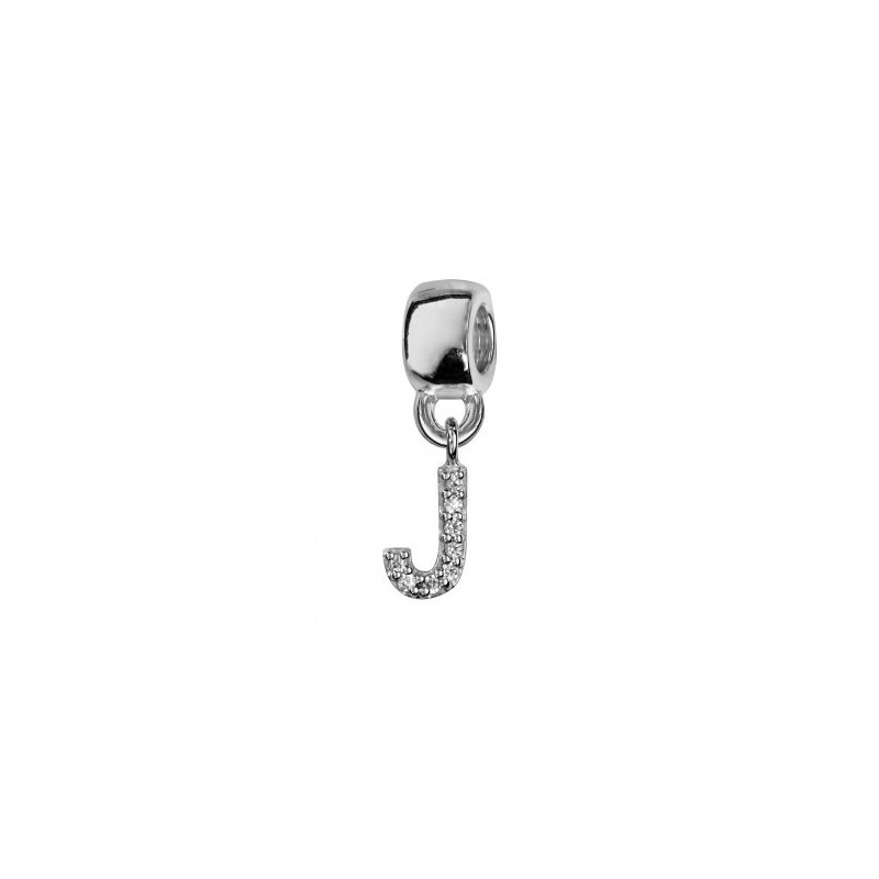 Thabora Charms Coulissant Argent Rhodié Lettre Suspendue "J" Empierrée-C07210J Thabora Charms Coulissant Argent Rhodié Lettre Suspendue "J" Empierrée-C07210J