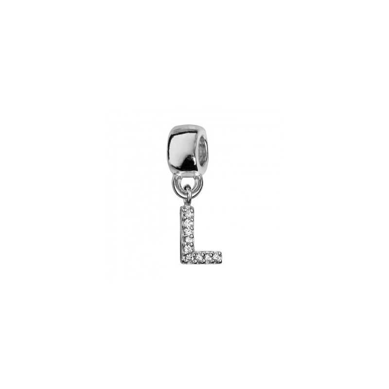 Thabora Charms Coulissant Argent Rhodié Lettre Suspendue "L" Empierrée-C07210L Thabora Charms Coulissant Argent Rhodié Lettre Suspendue "L" Empierrée-C07210L