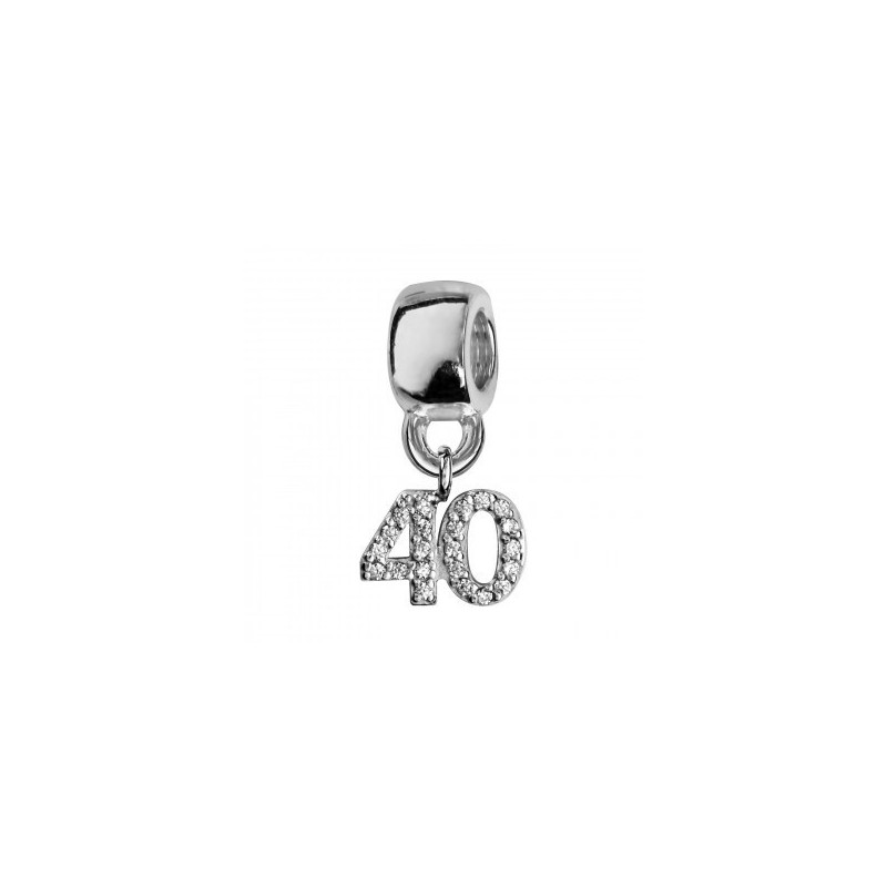 Thabora Charms Coulissant Argent Rhodié Chiffre Suspendu "40" Empierré-C07240 Thabora Charms Coulissant Argent Rhodié Chiffre Suspendu "40" Empierré-C07240