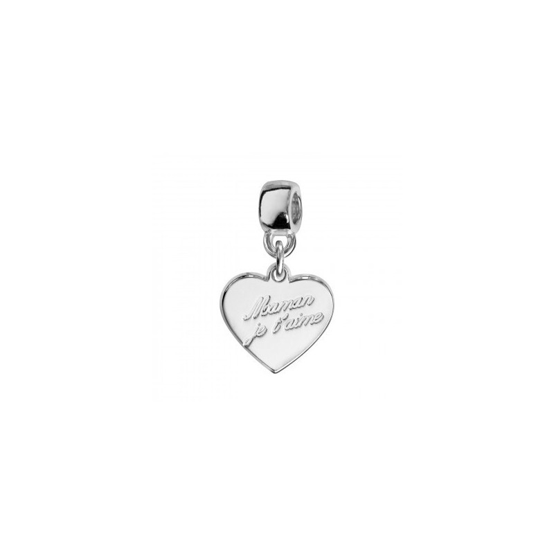 Thabora Charms Coulissant Argent Rhodié Coeur "Maman Je t'aime"-C07571 Thabora Charms Coulissant Argent Rhodié Coeur "Maman Je t'aime"-C07571
