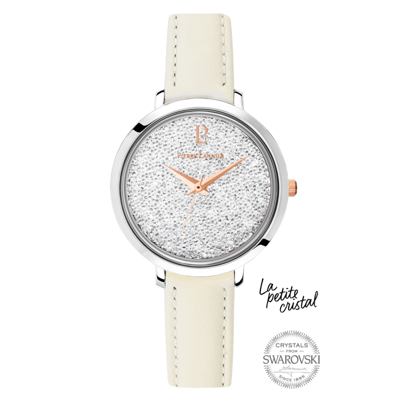 Montre Pierre Lannier Femme Swarovski Cuir Blanc 107J600