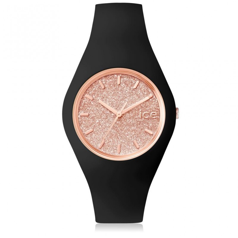 Montre Unisexe Ice Watch Glitter Black Rose Gold Medium 001353 Montre Unisexe Ice Watch Glitter Black Rose Gold Medium 001353