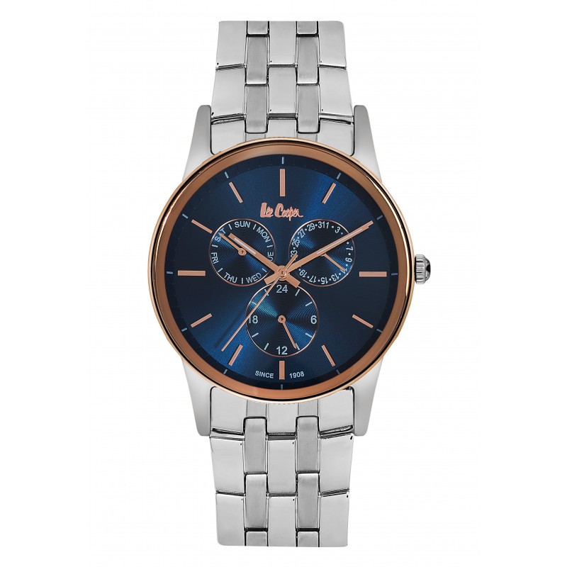 Lee Cooper Montre Homme Multifonction Cadran bleu Bracelet Argenté LC06498.590 Lee Cooper Montre Homme Multifonction Cadran bleu Bracelet Argenté LC06498.590