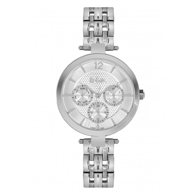 Lee Cooper Montre Femme Multifonction Cadran Argenté Bracelet Argenté LC06241.330 Lee Cooper Montre Femme Multifonction Cadran Argenté Bracelet Argenté LC06241.330