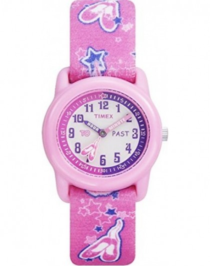 Montre Timex Junior Résine Rose Bracelet Tissu Rose Extensible T7B1514E