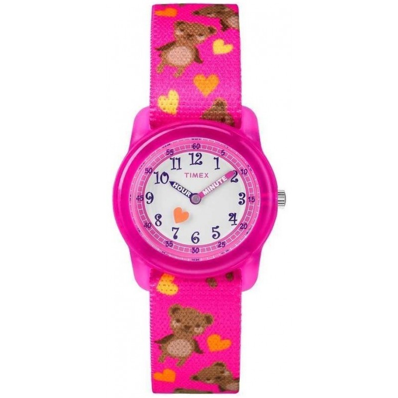 Montre Timex Junior R sine Rose Bracelet Tissu Rose Extensible