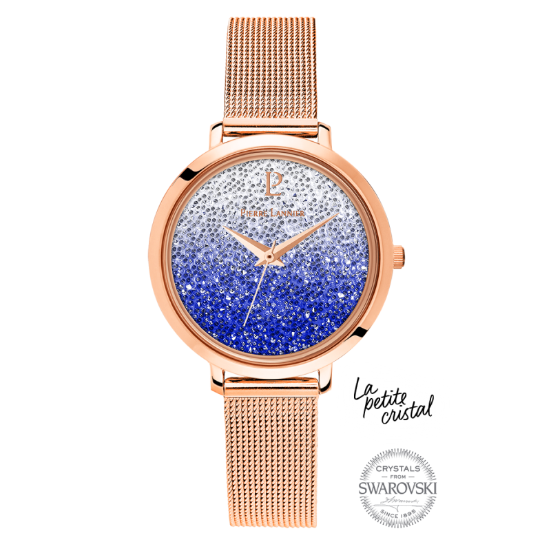 Montre Femme Pierre Lannier La Petite Cristal Acier Rosé Milanais 108G968 Montre Femme Pierre Lannier La Petite Cristal Acier Rosé Milanais 108G968