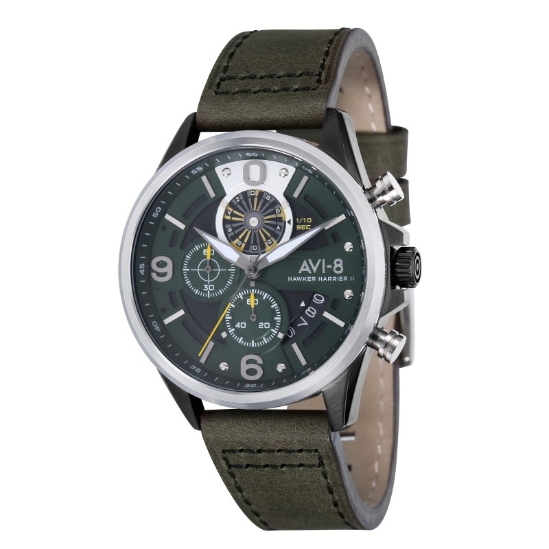 Montre Homme AVI-8 HAWKER HARRIER II Chronographe Dateur cadran Vert -AV-4051-02 Montre Homme AVI-8 HAWKER HARRIER II Chronographe Dateur cadran Vert -AV-4051-02