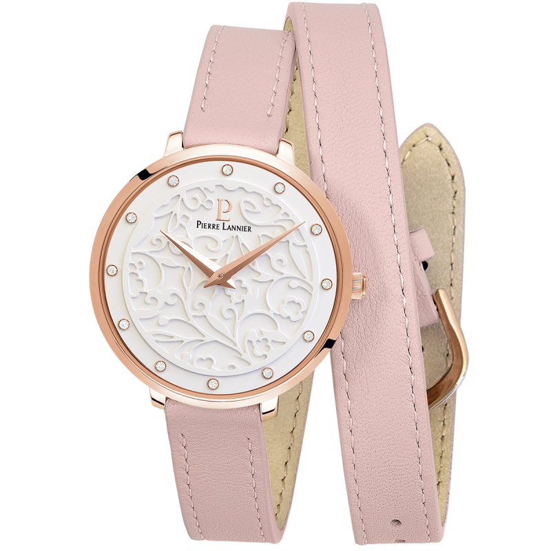 Copy Of Montre Femme Pierre Lannier Symphony Acier Rose Cuir Rose 092l905