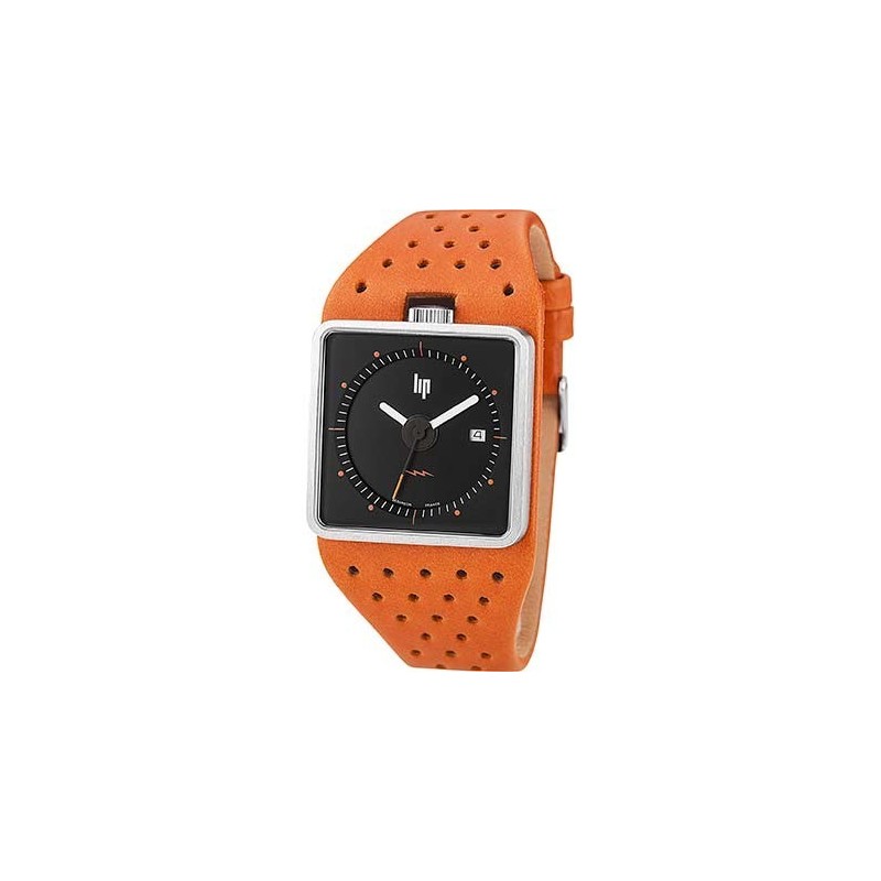 Montre Lip Big TV homme acier cuir orange 671136 Montre Lip Big TV homme acier cuir orange 671136