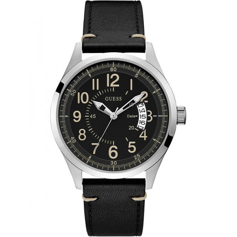 Montre Guess Homme Dakota Acier Cuir Noir W1102G1 Montre Guess Homme Dakota Acier Cuir Noir W1102G1