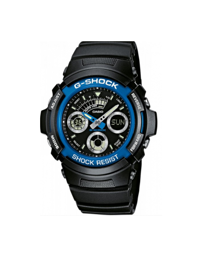 Montre Casio Homme G-Shock Chrono Résine Noir AW591-2AER Sport - 200 Mètres