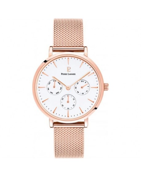 Pierre Lannier Montre Femme Symphony Multifonction Acier Rosé Milanais Rosé-002G908