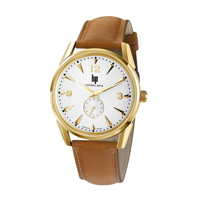 LIP Himalaya 40 Montre Unisexe Doré Bracelet Marron-671595 LIP Himalaya 40 Montre Unisexe Doré Bracelet Marron-671595