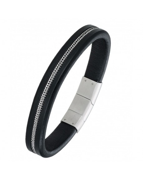 All blacks Bracelet Homme Acier et Cuir 682125