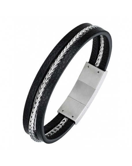All blacks Bracelet Homme Acier et Cuir 682126