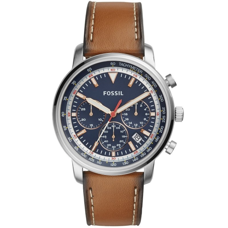 Fossil Goodwin Montre Homme Chronographe Acier Cuir Marron FS5414 Fossil Goodwin Montre Homme Chronographe Acier Cuir Marron FS5414