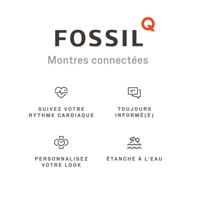 Fossil Homme Montre connectée Digitale Quartz avec Bracelet Cuir Marron  FTW4016