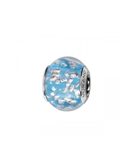 Charms Perle de Murano bleu ciel avec éclat blanc C05019