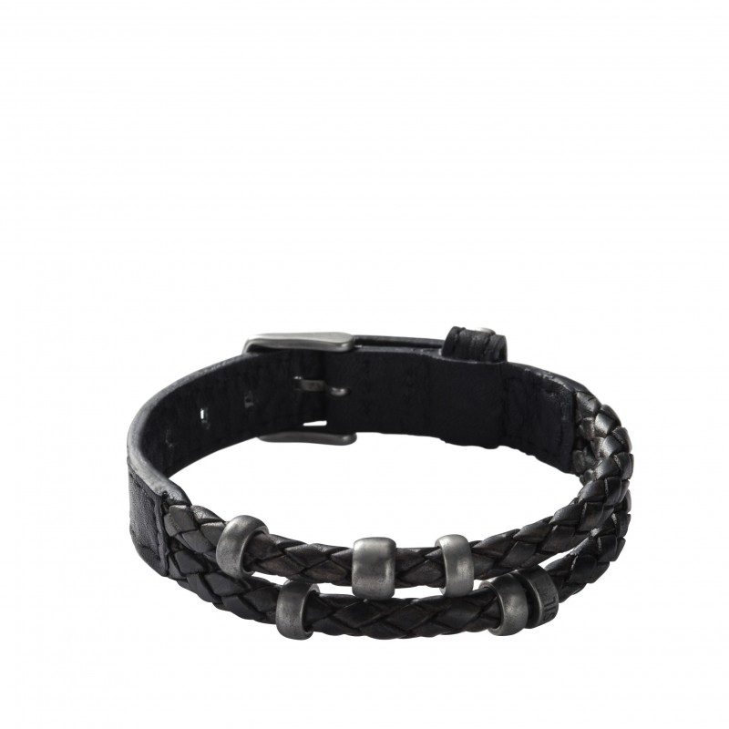 Fossil Homme Bracelet Cuir Noir JF85460040 Fossil Homme Bracelet Cuir Noir JF85460040