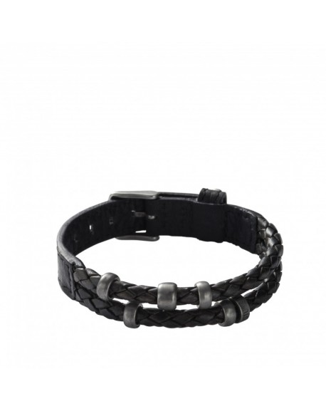 Fossil Homme Bracelet Cuir Noir JF85460040