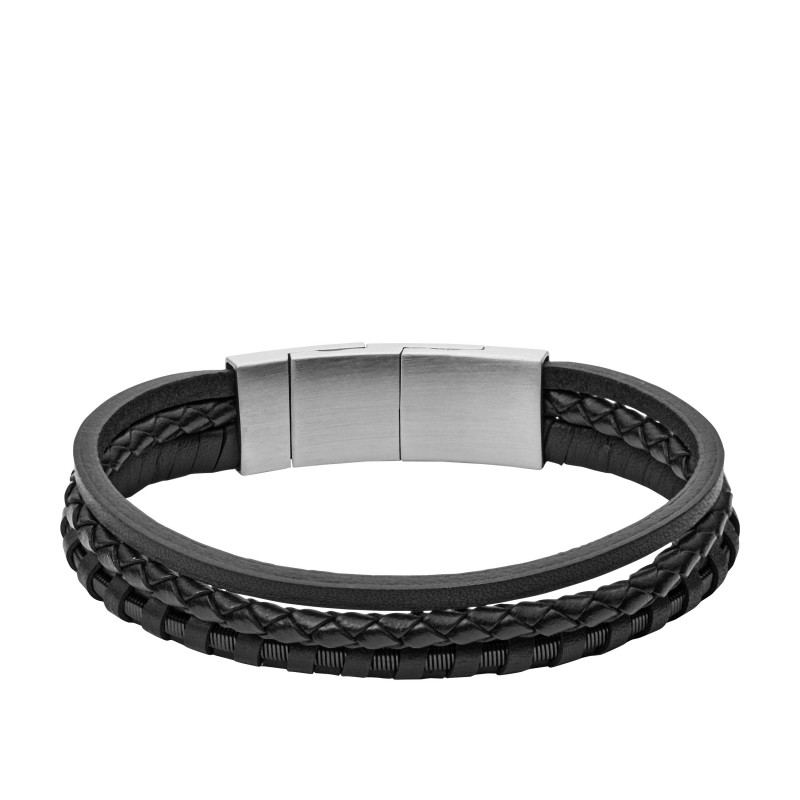 Fossil Homme Bracelet Cuir Noir JF02935001 Fossil Homme Bracelet Cuir Noir JF02935001