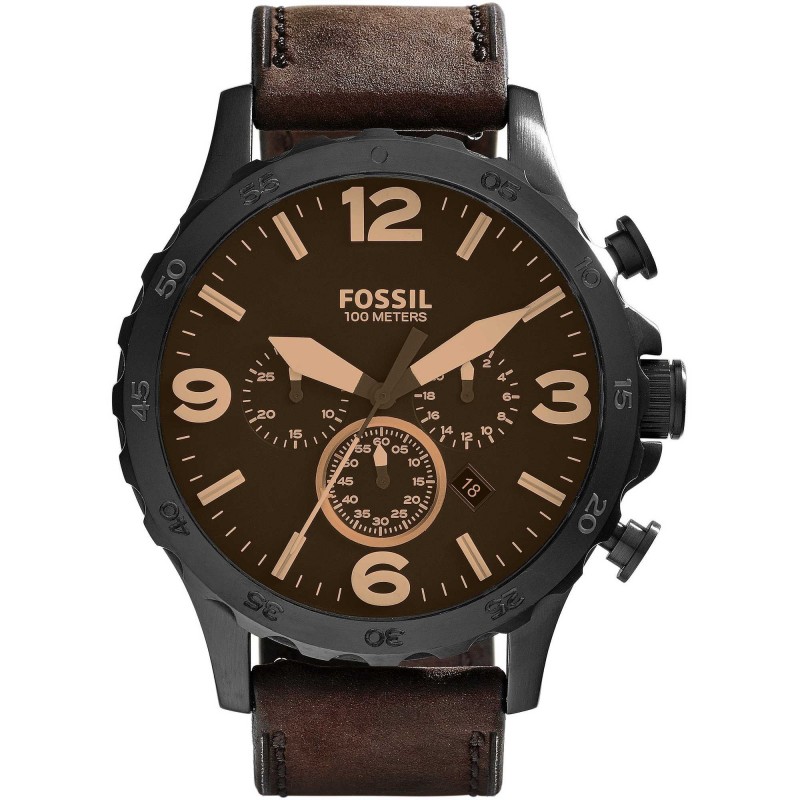 Fossil Homme Montre Analogique Quartz avec Bracelet Cuir Marron JR1487 Fossil Homme Montre Analogique Quartz avec Bracelet Cuir Marron JR1487