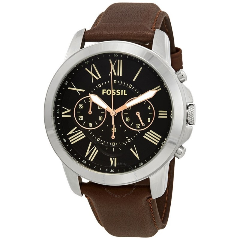 Fossil Grant Montre Homme Acier Cuir Marron FS4813IE Fossil Grant Montre Homme Acier Cuir Marron FS4813IE