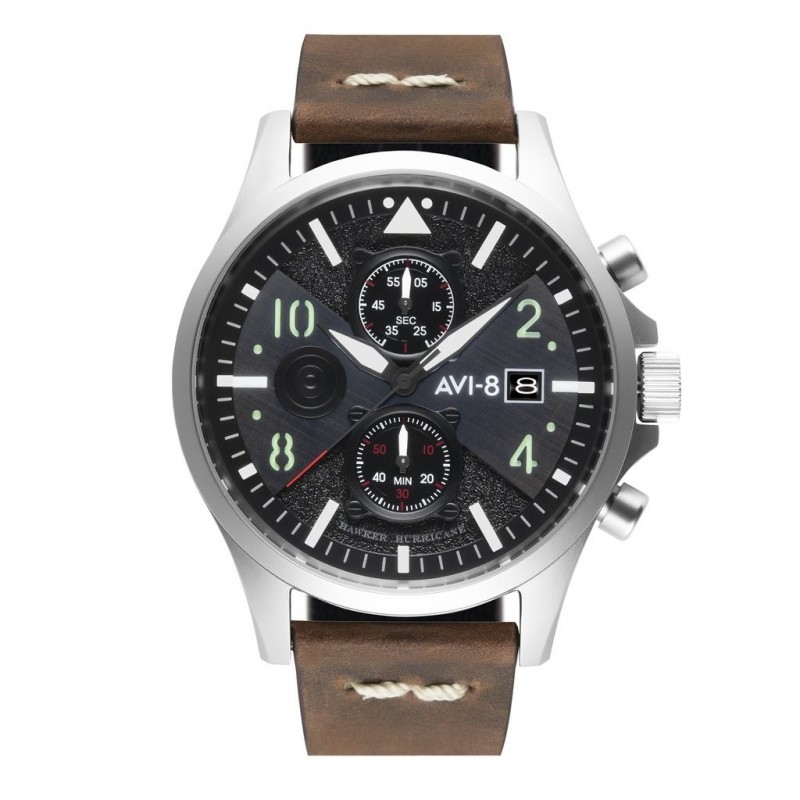 AVI-8 Hawker Hurricane Montre Homme Quartz Chrono Dateur Cuir Marron-AV-4068-01 AVI-8 Hawker Hurricane Montre Homme Quartz Chrono Dateur Cuir Marron-AV-4068-01