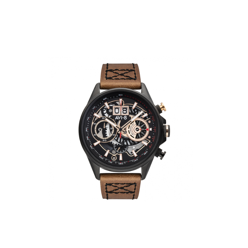 Montre Homme AVI-8 Hawker Harrier II Homme Chronographe Cuir Marron AV-4065-03 Montre Homme AVI-8 Hawker Harrier II Homme Chronographe Cuir Marron AV-4065-03