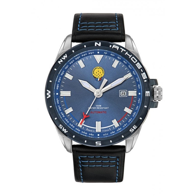 Patrouille de France Athos5 Montre Homme Automatique Acier Cuir Bleu A5-100PRS-668061