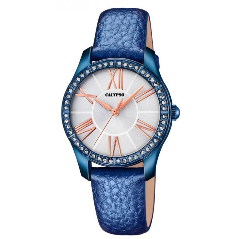Montre Calypso Femme Cuir Bleu K5719/2 Montre Calypso Femme Cuir Bleu K5719/2