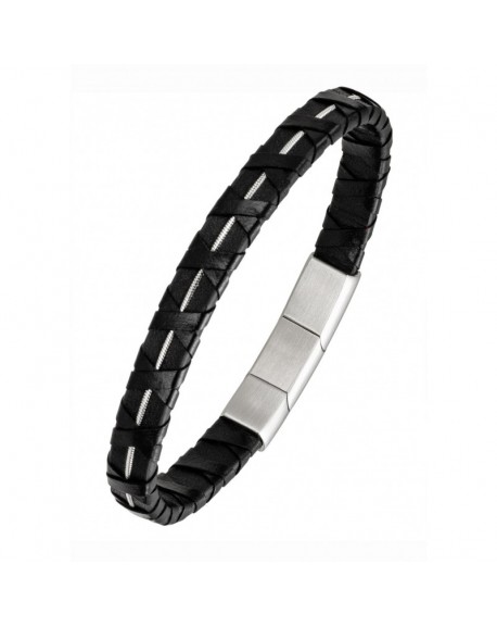 All blacks Bracelet Homme Acier et Cuir 682170