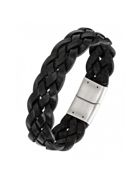 All blacks Bracelet Homme Acier et Cuir 682168