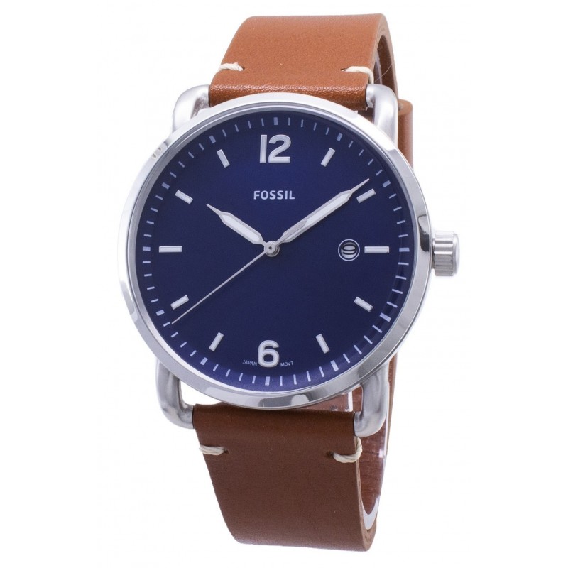 Fossil Homme Montre Bracelet Cuir Marron Fond Bleu FS5325